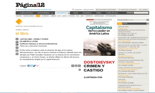 (29/11/2015) Capitalismo tierra y poder en Amrica Latina en el suplemento Cash