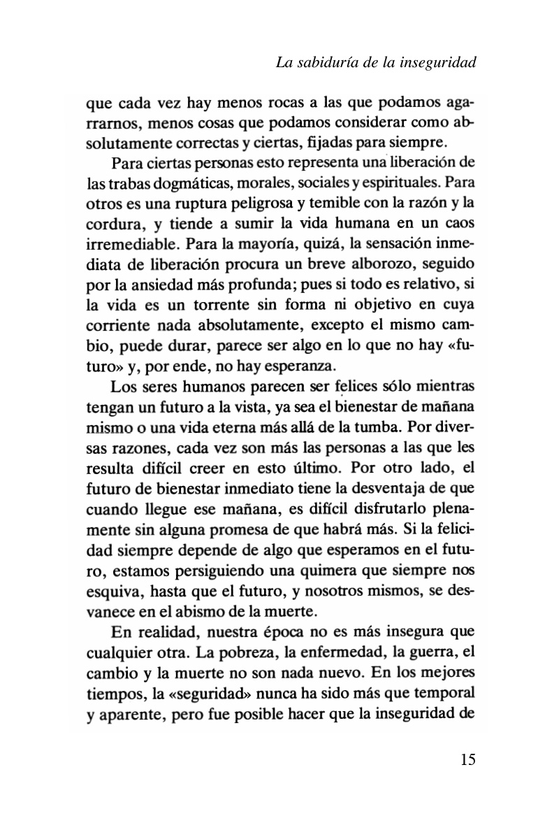 LA SABIDURIA DE LA INSEGURIDAD (ED.ARG.) 